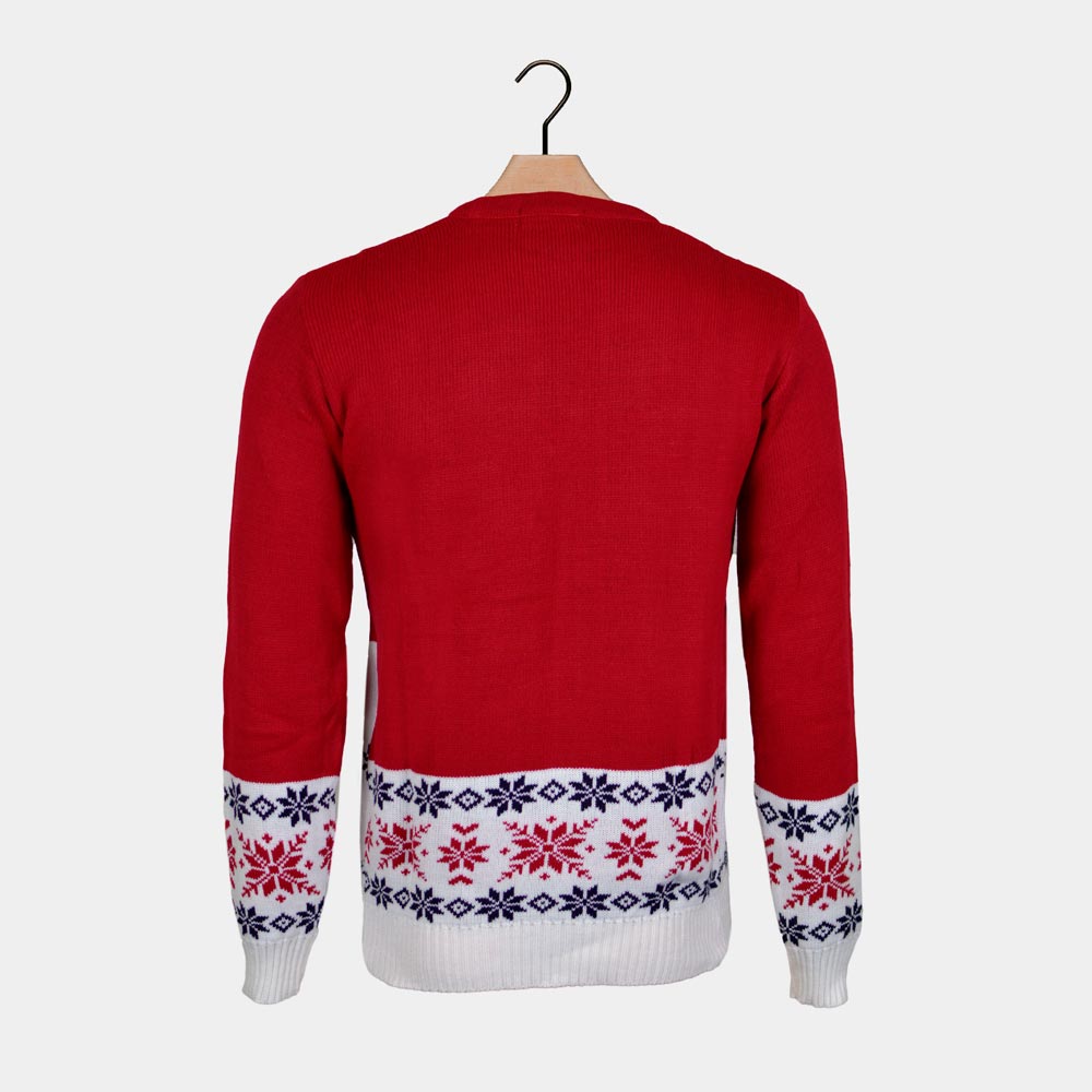 Czerwony Sweter Świąteczny z Reniferem łyżwiarstwo powrotem