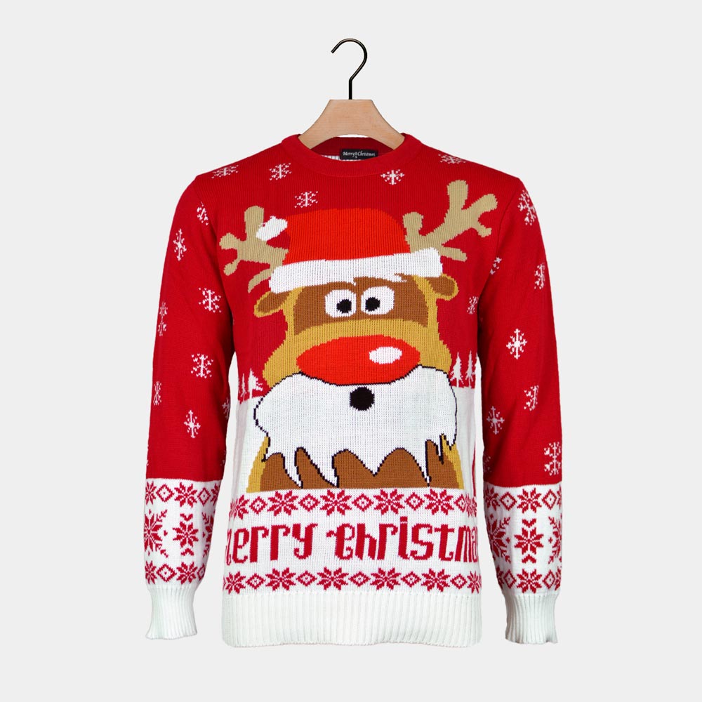 Czerwony Sweter Świąteczny z Reniferem