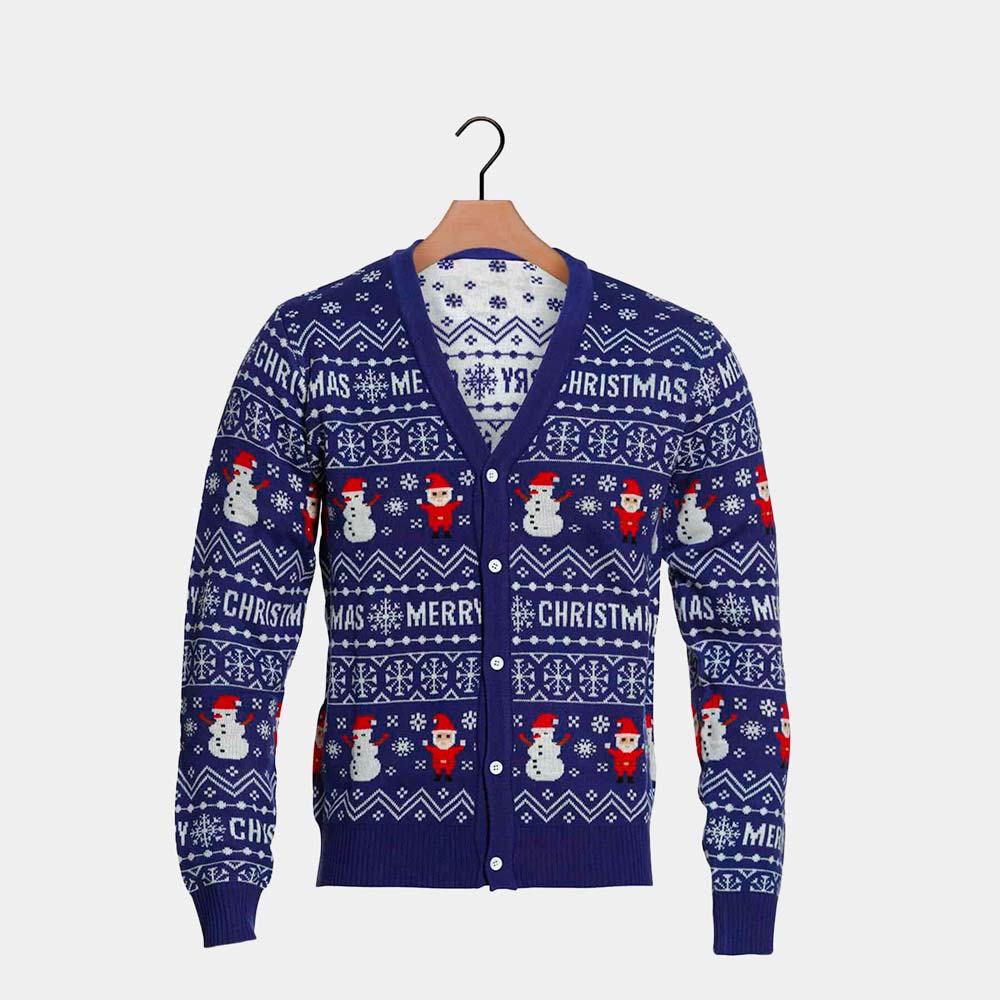 Niebieski Sweter Świąteczny Kardigan Let it Snow