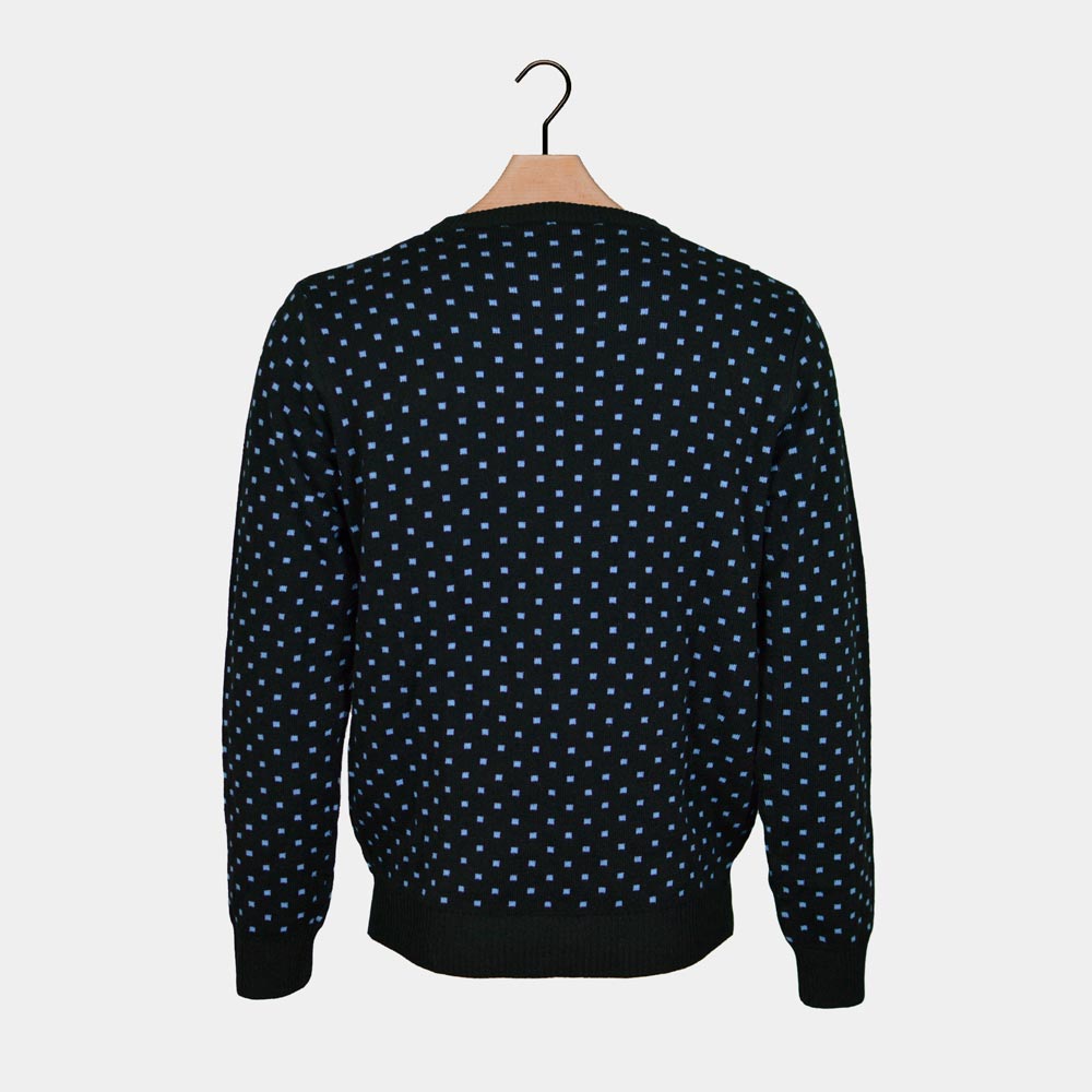 Niebieski Sweter Świąteczny z Rudolf Czerwononosy Renifer 3D z Powrotem
