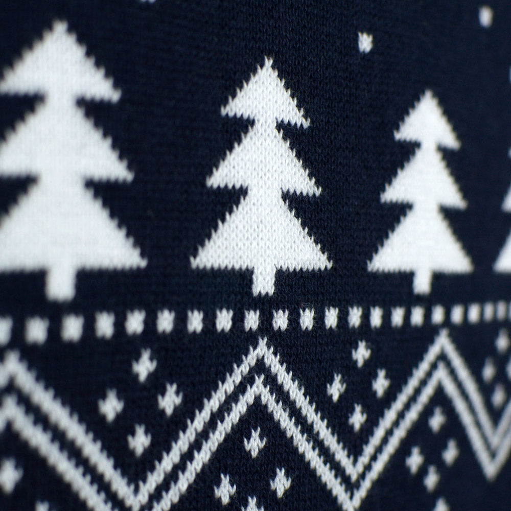 Rodzinny Sweter Świąteczny z Choinkami, Bałwankiem i ŚW Mikołajem Szczegół śnieg