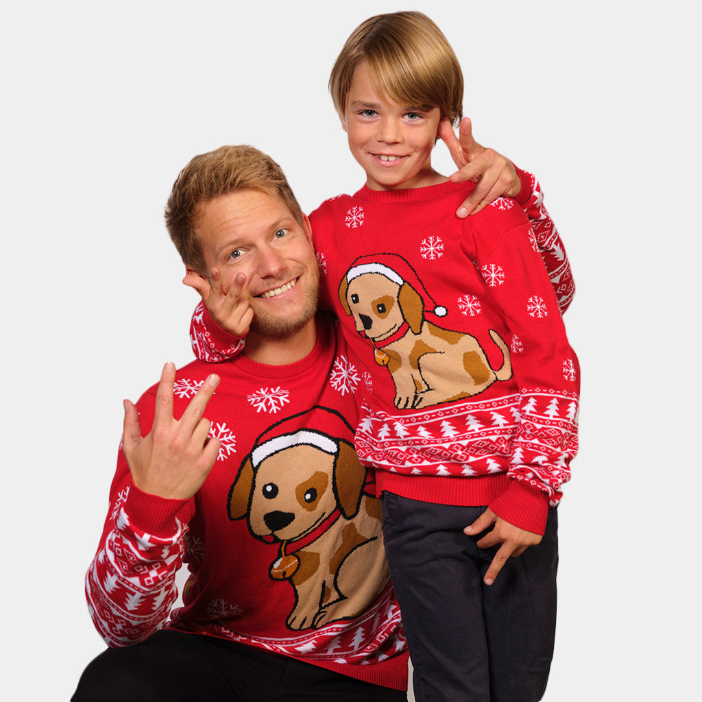Rodzinny Sweter Świąteczny z Szczeniak meskie