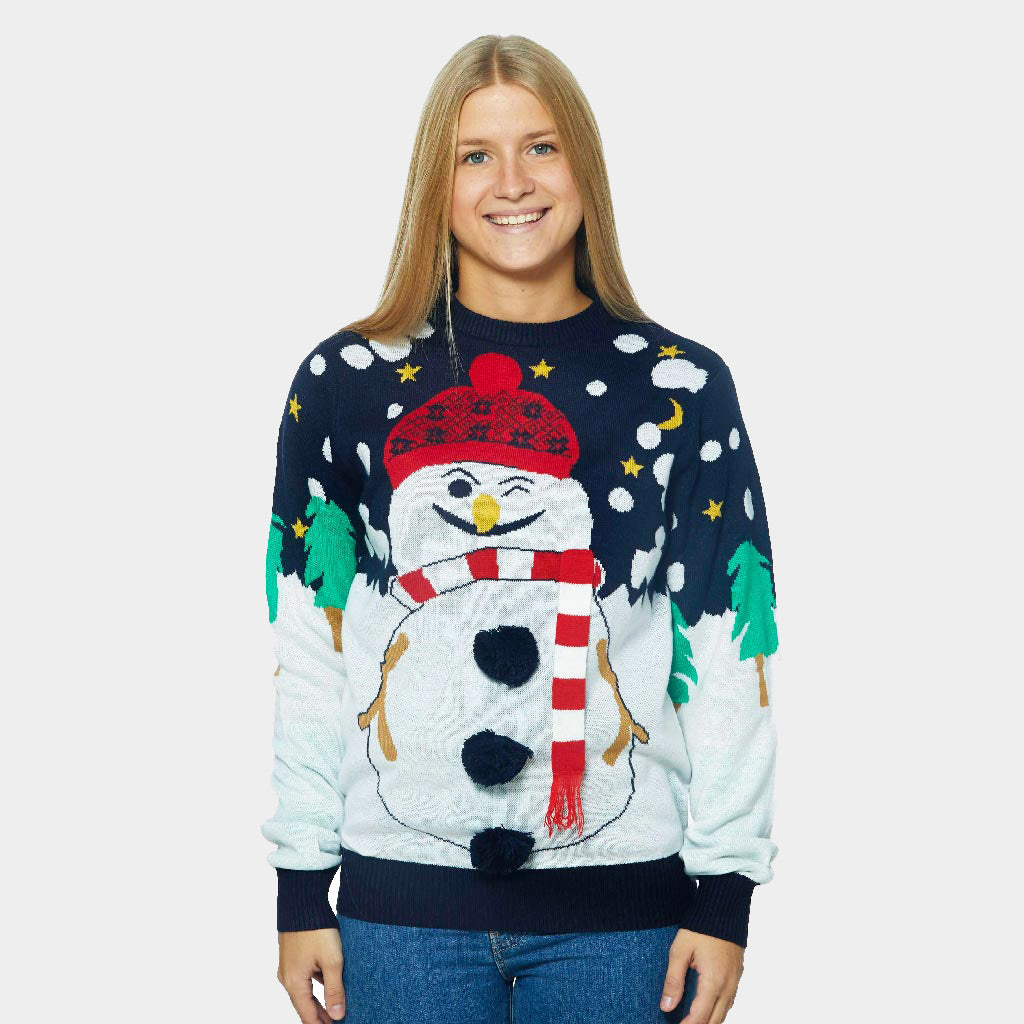 Sweter Świąteczny z Bałwankiem 3D damskie