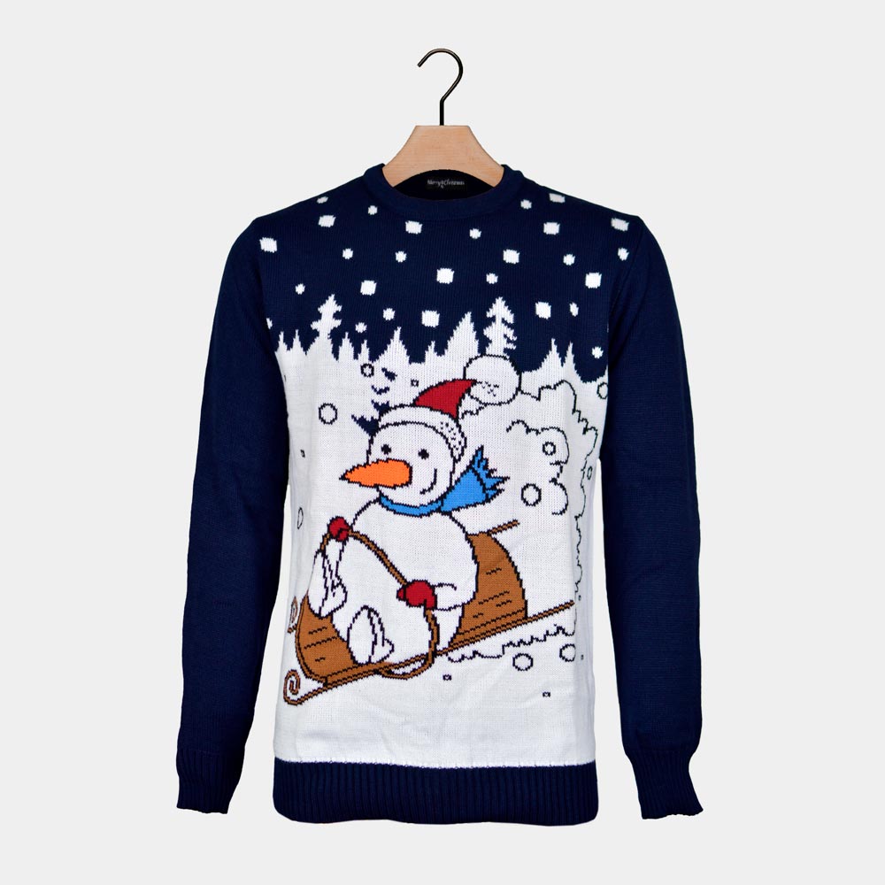 Sweter Świąteczny z Bałwankiem z Saniami