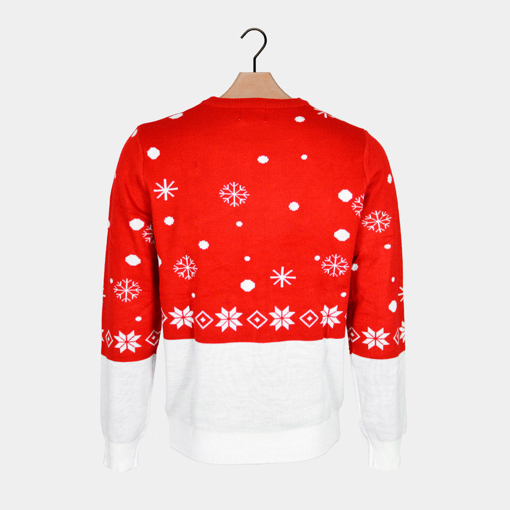 Sweter Świąteczny z Bawełny Organicznej z Reniferem z Szalikiem z powrotem