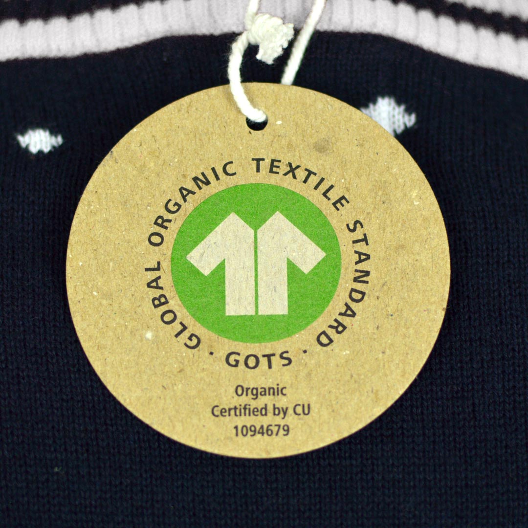 Sweter Świąteczny Bawełny Organicznej Choinkami Bałwankiem ŚW Mikołaj GOTS