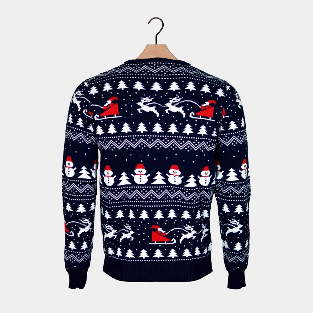 Sweter Świąteczny dla Dzieci z Bawełny Organicznej z Choinkami, Bałwankiem i ŚW Mikołaj z powrotem