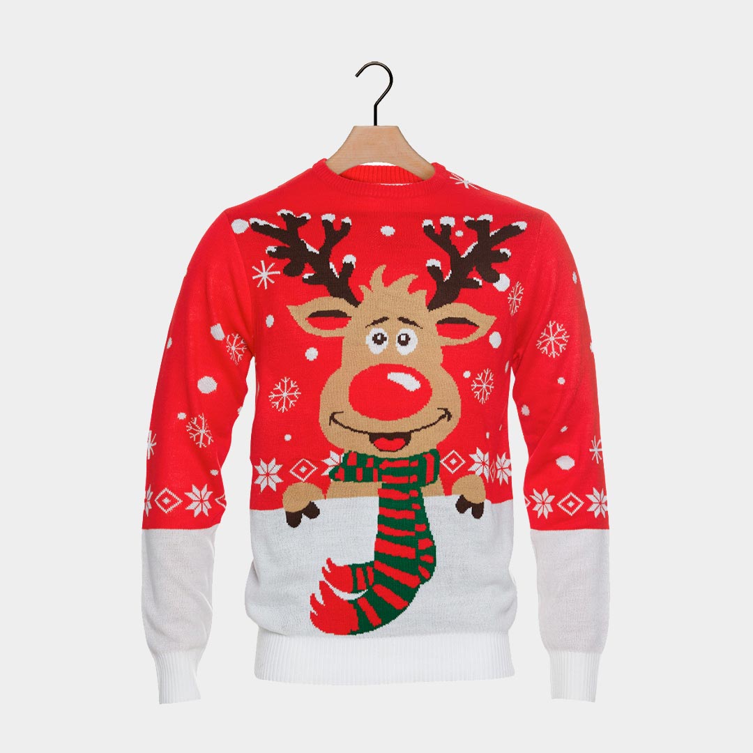 Sweter Świąteczny dla Dzieci z Reniferem z Szalikiem