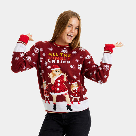 Sweter Świąteczny Jingles Ladies Cekiny Damskie