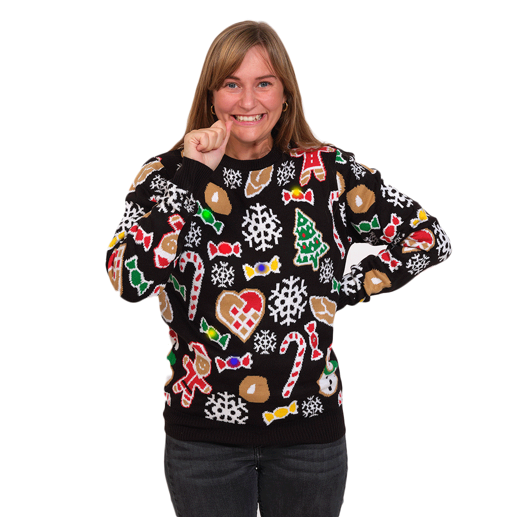 Sweter Świąteczny z Lampkami LED z Motywami Bożonarodzeniowymi damskie