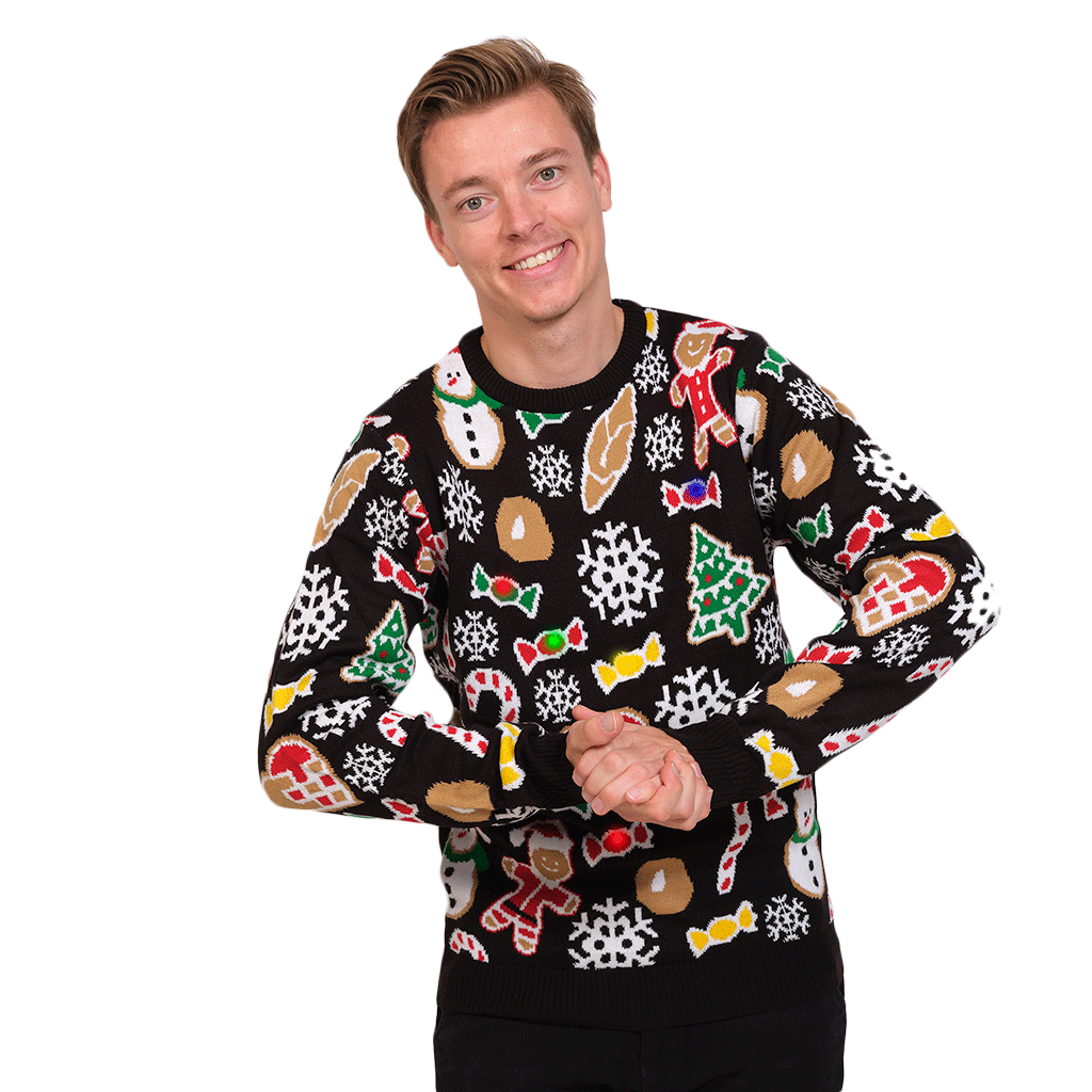 Sweter Świąteczny z Lampkami LED z Motywami Bożonarodzeniowymi meskie