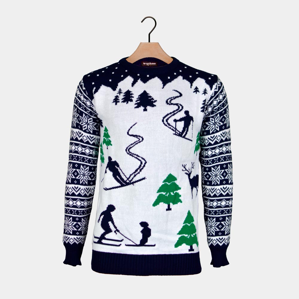 Sweter Świąteczny z Narciarzami
