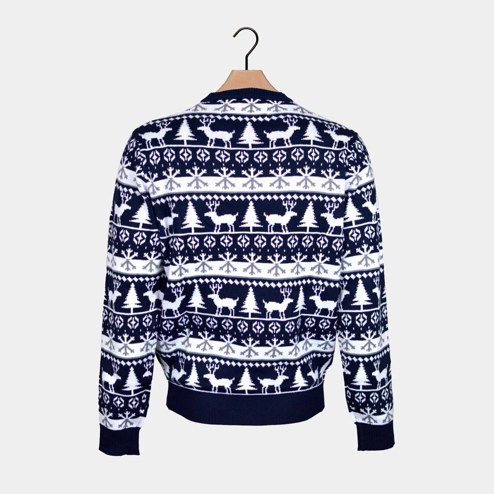 Sweter Świąteczny w Paski z Reniferami i Choinkami z powrotem