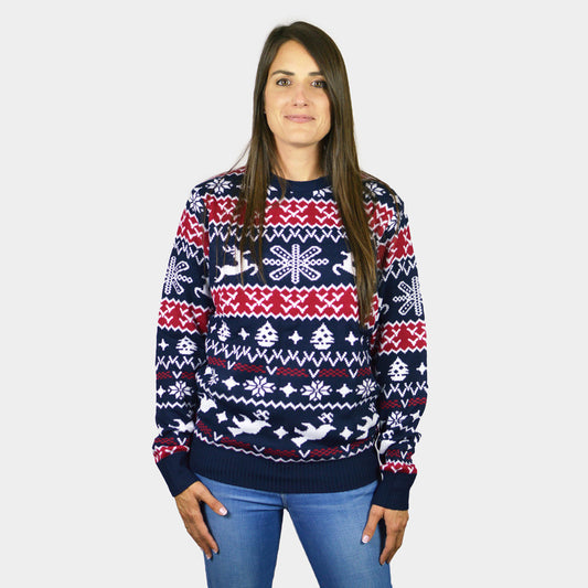 Sweter Świąteczny z Reniferami i Motywami Bożonarodzeniowymi Damskie