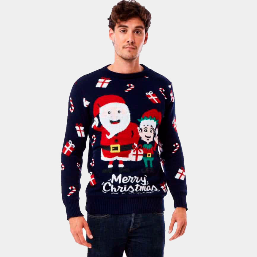 Sweter Świąteczny ze Świętym Mikołajem i Elf meskie