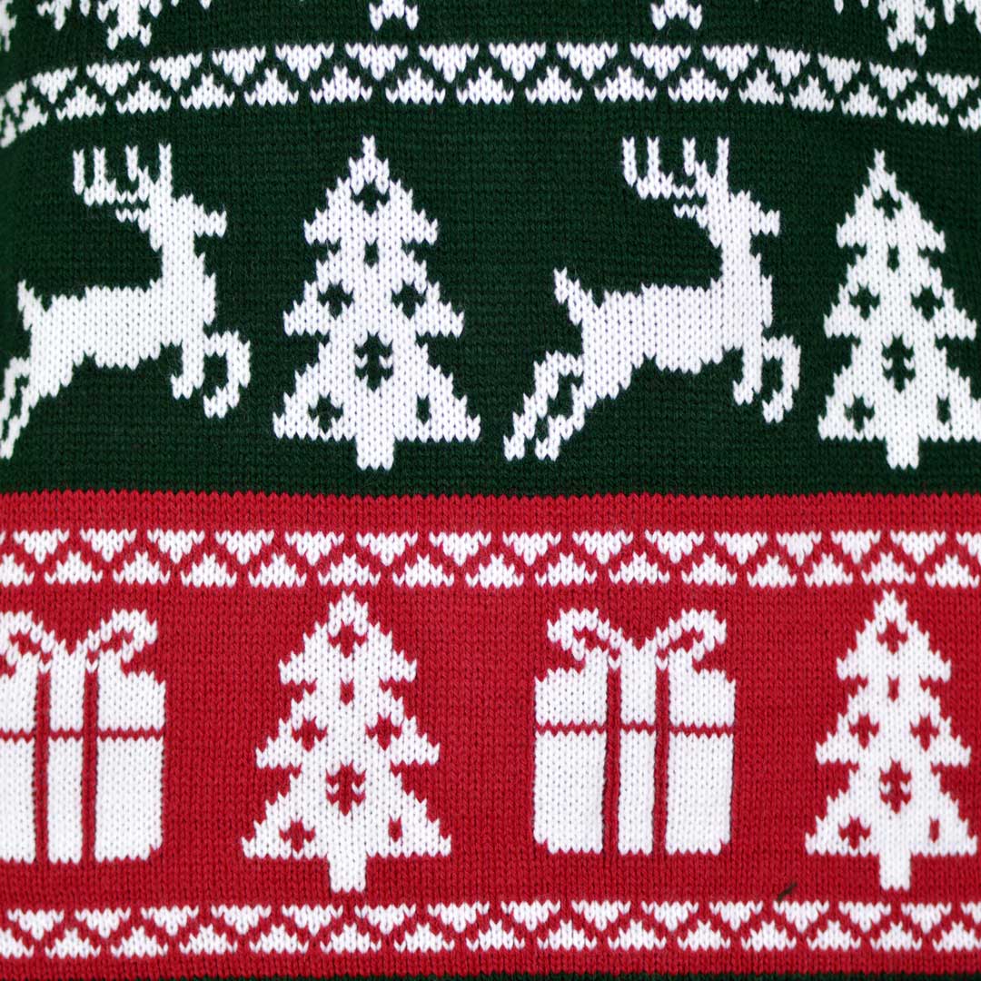 Zielony Czerwony i Biały Sweter Świąteczny Merry Christmas szczegol