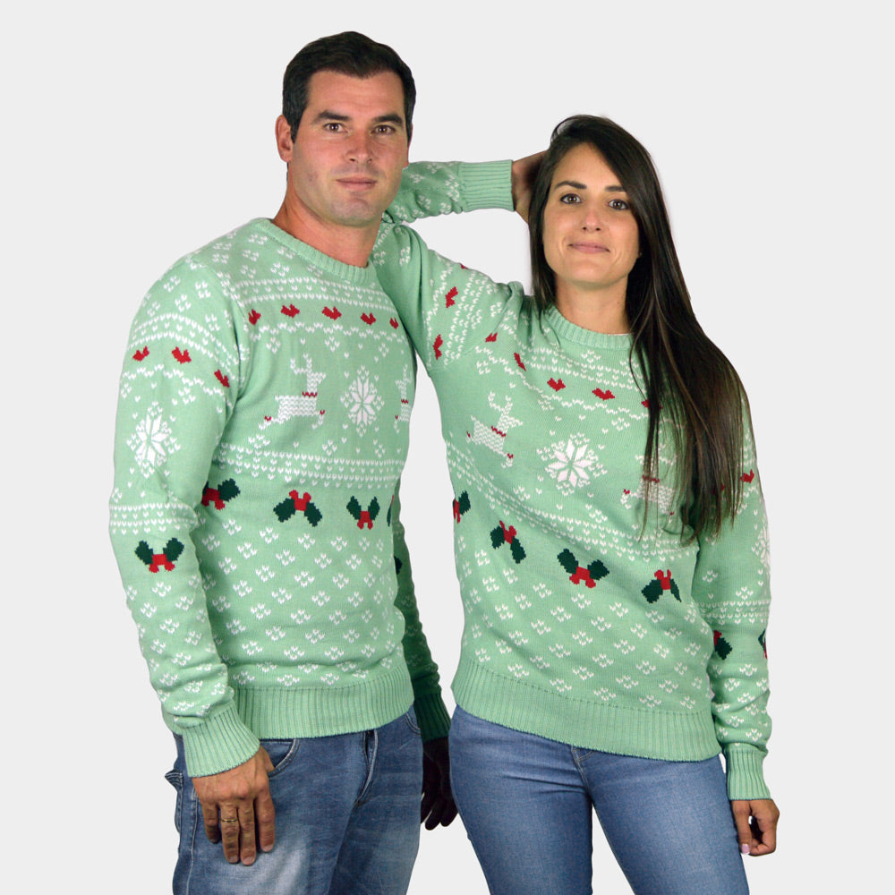 Zielony Rodzinny Sweter Świąteczny Sweet Christmas pary