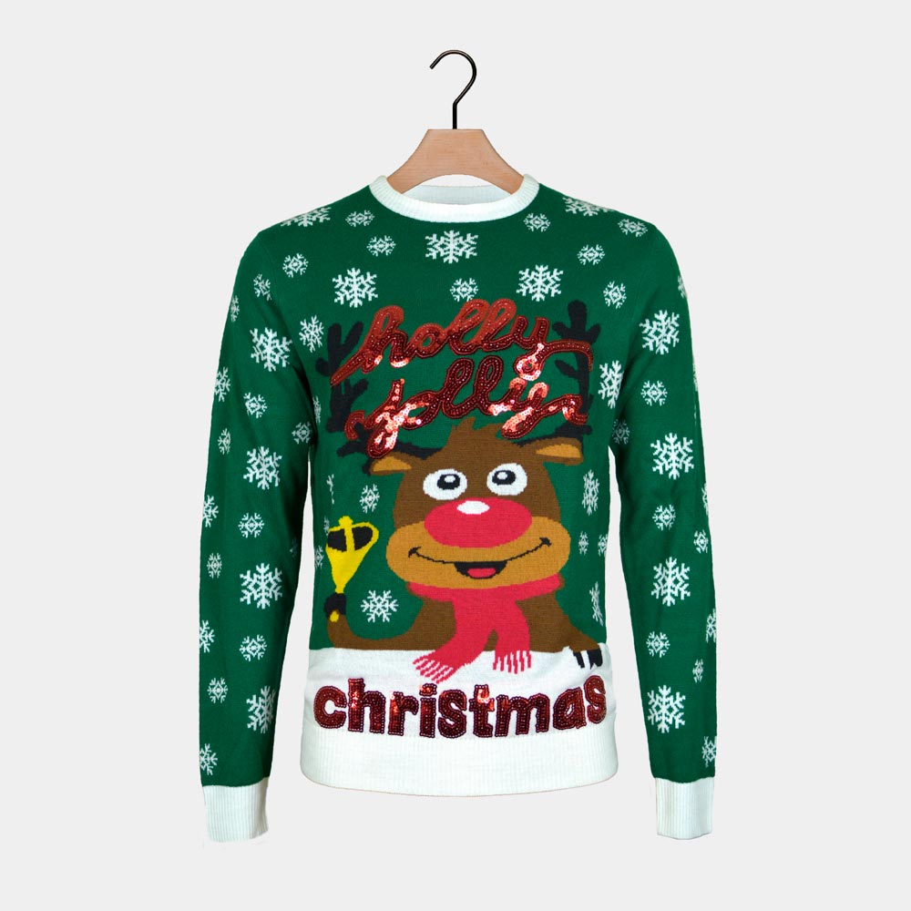 Zielony Sweter Świąteczny dla Dzieci Holly Jolly Cekiny