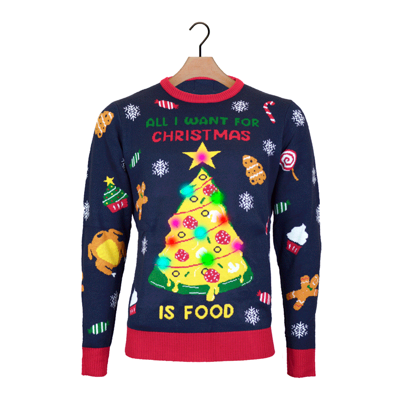 Sweter Świąteczny z Lampkami LED Christmas Food