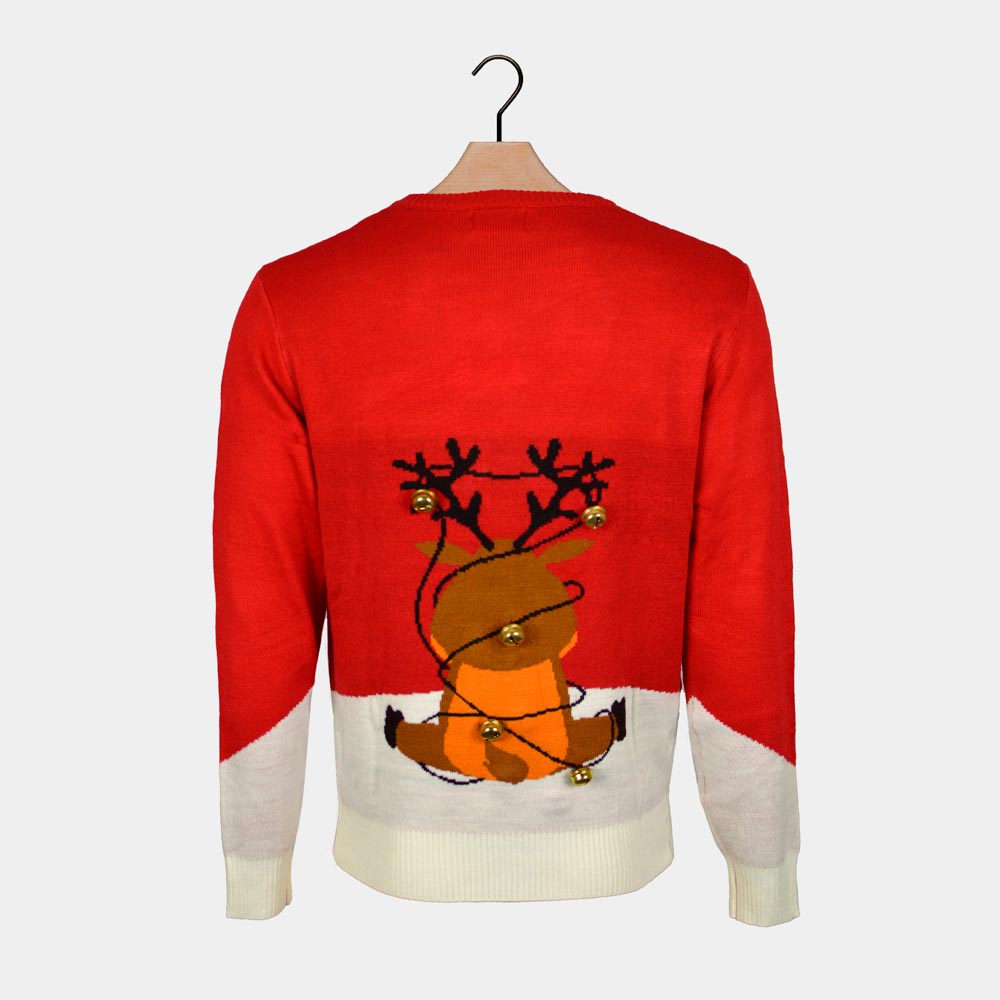 Czerwony 3D Sweter Świąteczny Męskie Jingle Bells Sucks