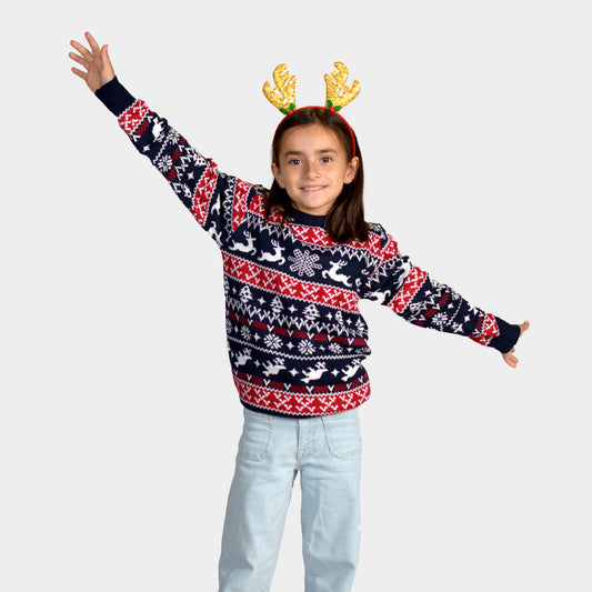 Sweter Świąteczny dla Dzieci Reniferami i Motywami Bożonarodzeniowymi