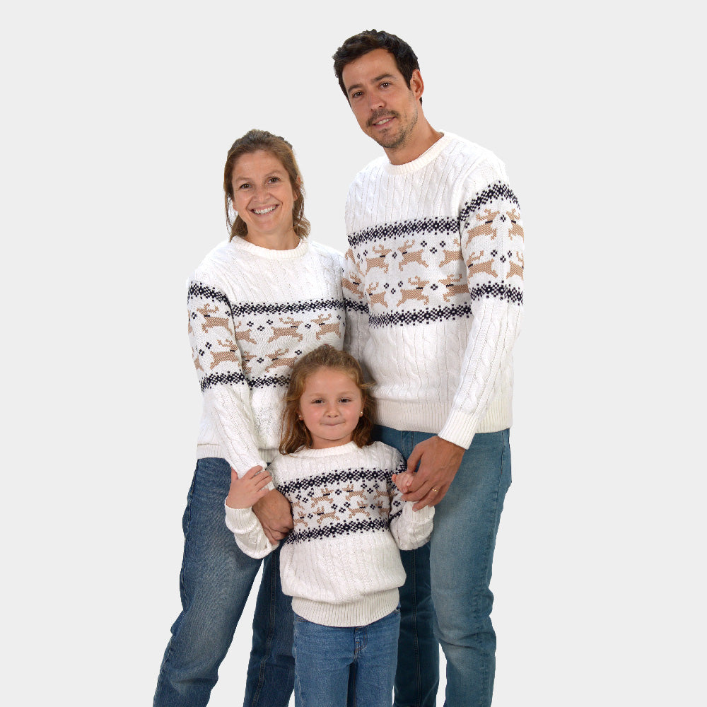 Biały Rodzinny Sweter Świąteczny Elegancki Alaska