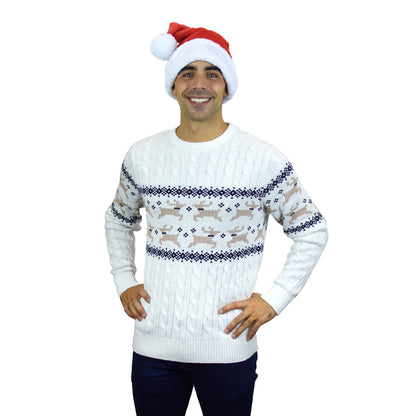 Biały Rodzinny Sweter Świąteczny Elegancki Alaska mężczyźni