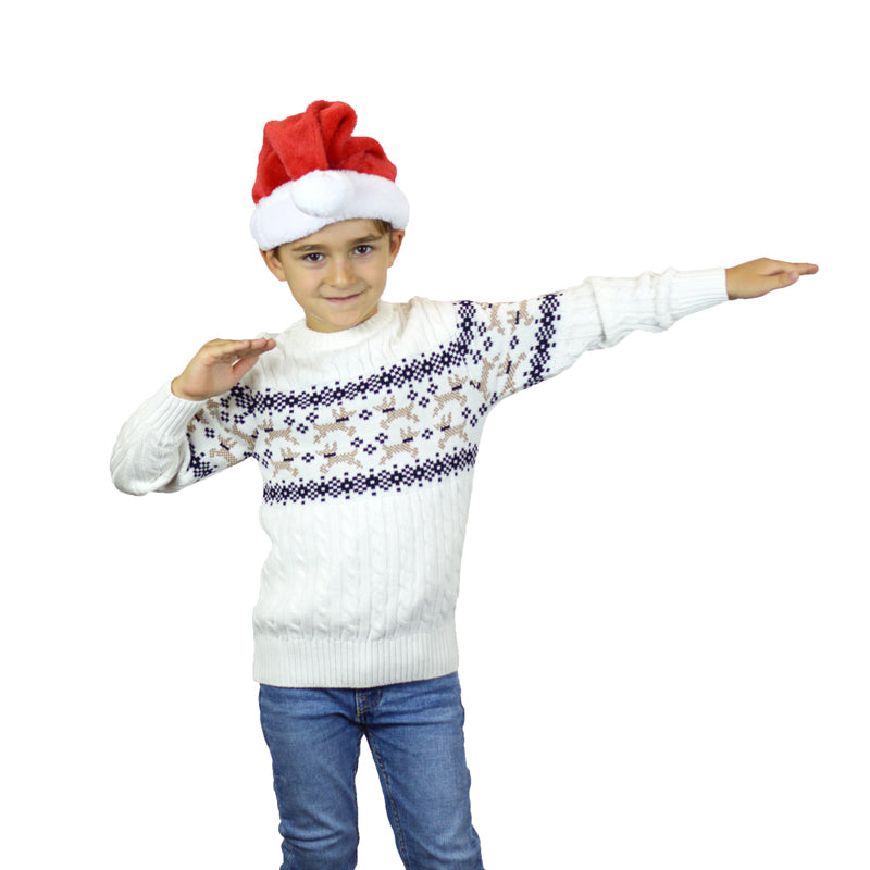Biały Sweter Świąteczny Dzieci Elegancki Alaska