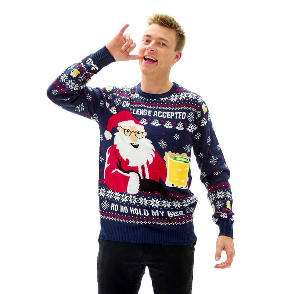 mężczyzna Sweter Świąteczny Beer Pocket 3D