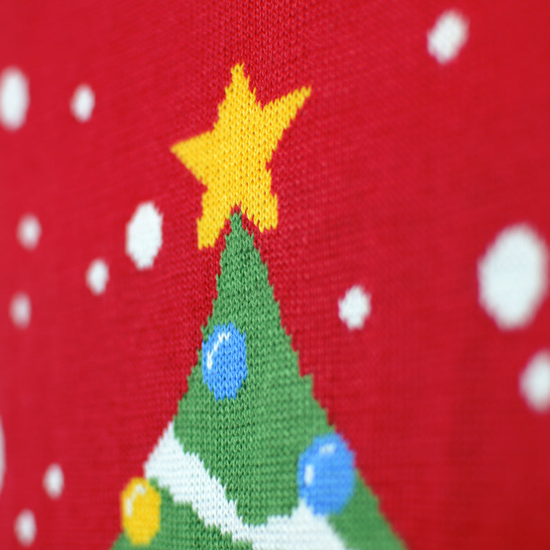 Czerwony Sweter Świąteczny dla Dzieci z Choinką z powroten