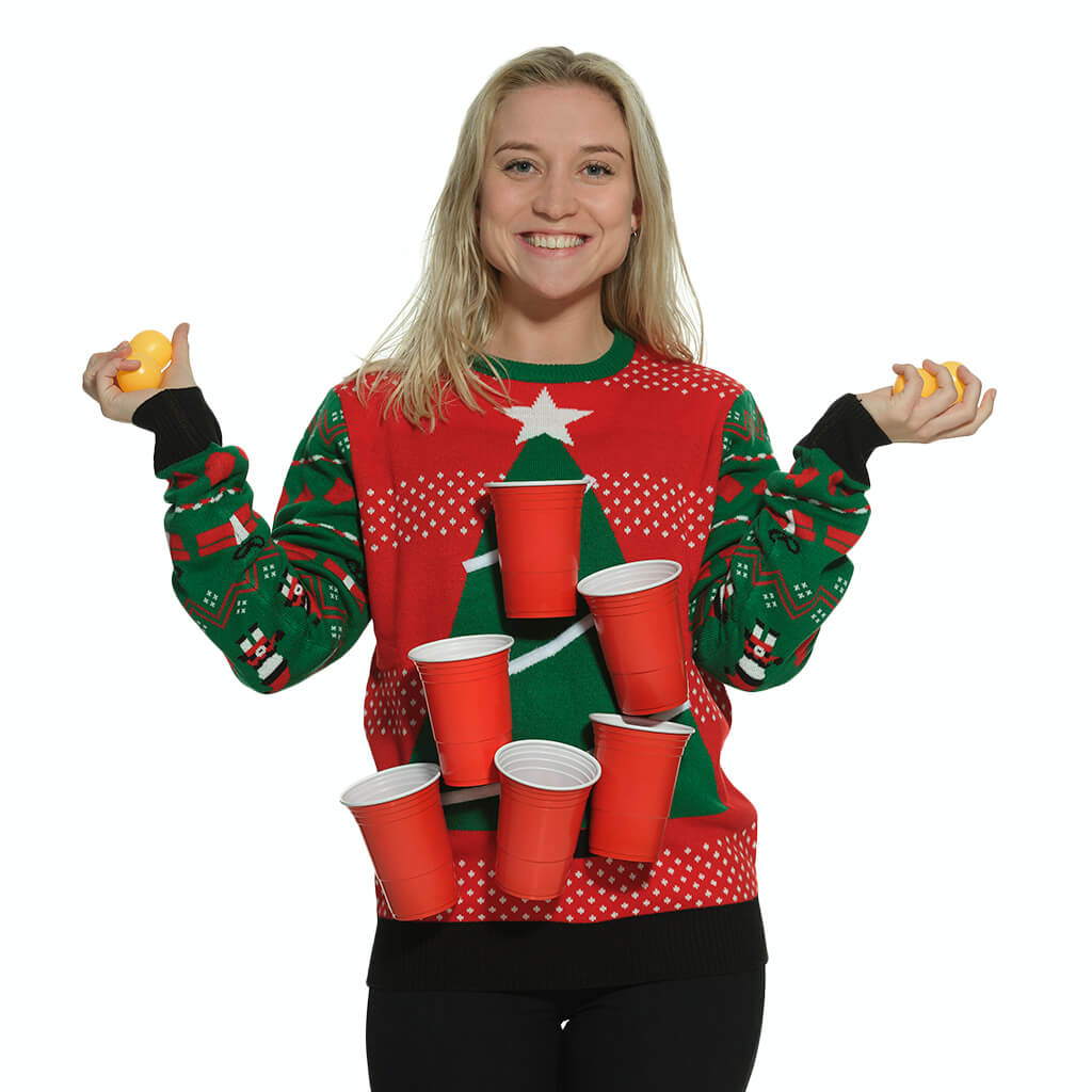 Sweter Świąteczny Beer Pong kobieta