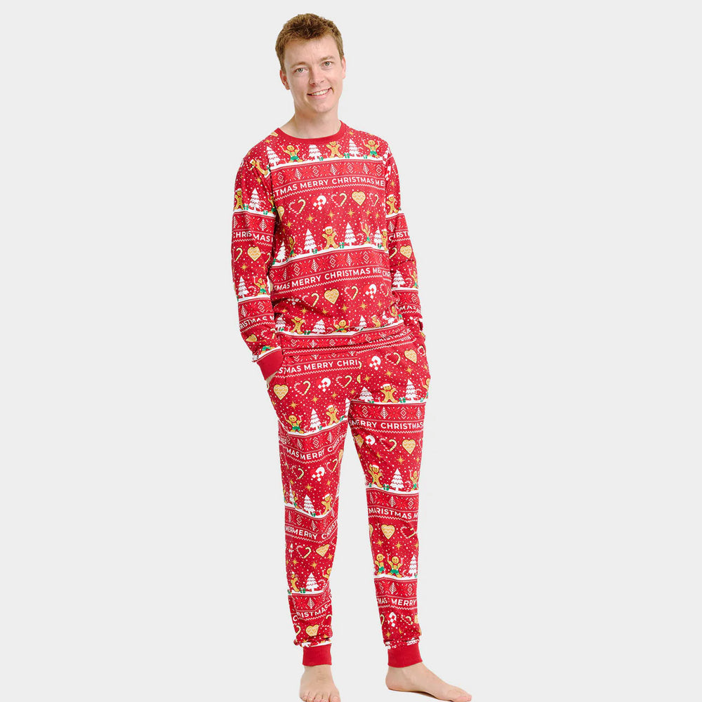 Czerwone Piżama Świąteczna Unisex z Gingercookies Meskie