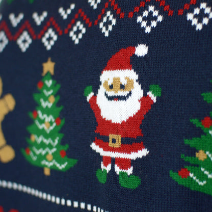 Czerwony Niebieski Sweter Świąteczny Męskie Kardigan
