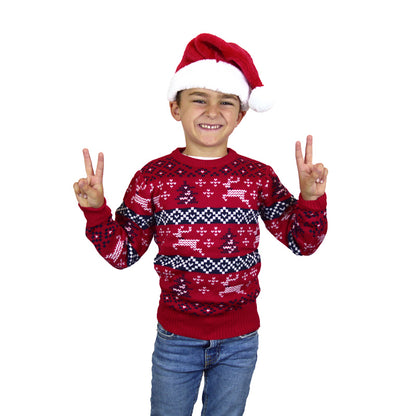 Czerwony Sweter Świąteczny dla Dzieci Canada chlopiec