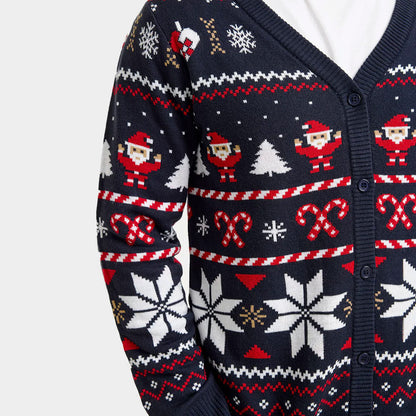 Kardigan Niebieski Sweter Świąteczny Męskie z Gwiazdami Polarnymi
