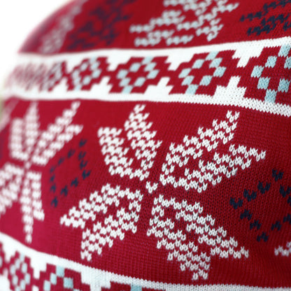 szczegół Klasyczny Czerwony Rodzinny Sweter Świąteczny z Gwiazdami Polarnymi 