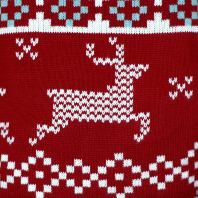 Klasyczny Czerwony Rodzinny Sweter Świąteczny z Gwiazdami Polarnymi szczegół