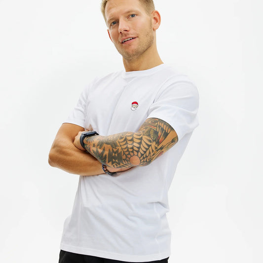Męskie Biała Koszulka Świąteczna Unisex Santa