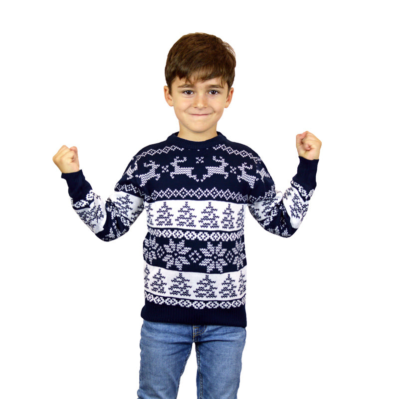 Niebieski Sweter Świąteczny dla Dzieci Biegun północny