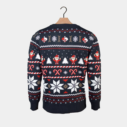 Niebieski Sweter Świąteczny Kardigan z Gwiazdami Polarnymi Męskie 
