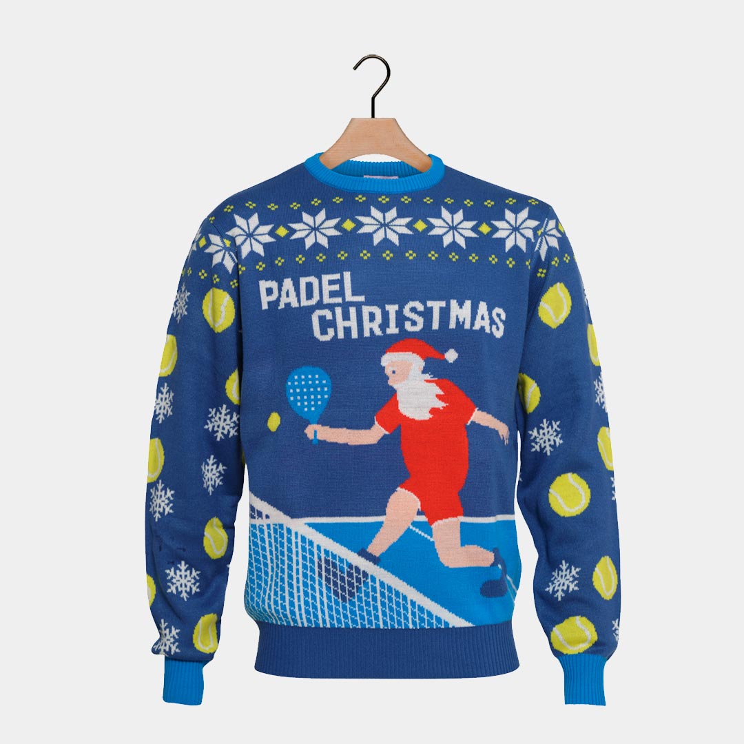 Padel Niebieski Sweter Świąteczny Męskie z Christmas