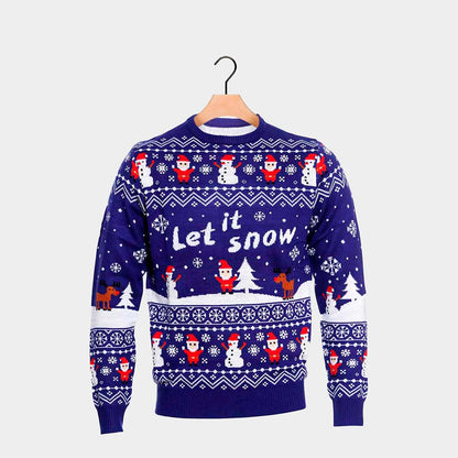 Niebieski Sweter Świąteczny Par Let it Snow