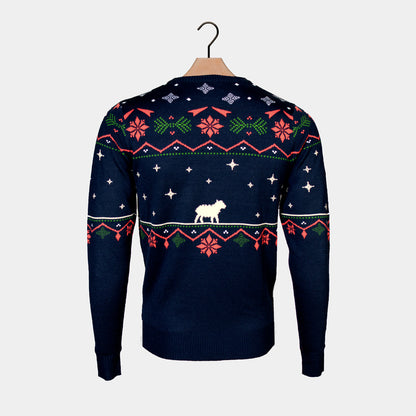 niebieski Sweter Świąteczny dla Par Nativity
