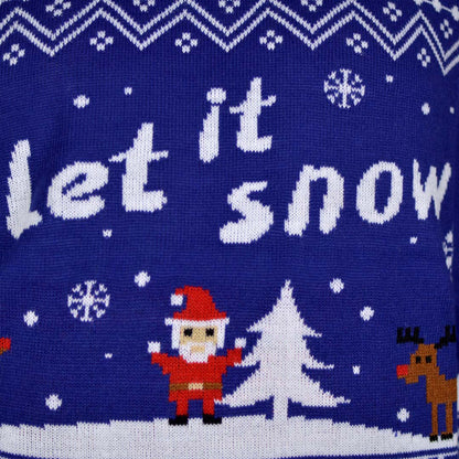 Niebieski Sweter Świąteczny dla Par Let it Snow