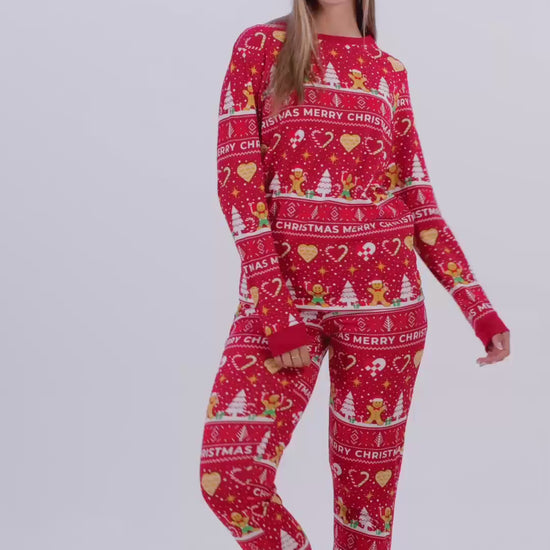 Czerwone Piżama Świąteczna Unisex z Gingercookies