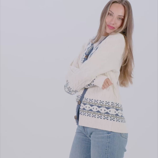 Sweter Damskie Męskie z Kardigan Bawełny Organicznej Cottage
