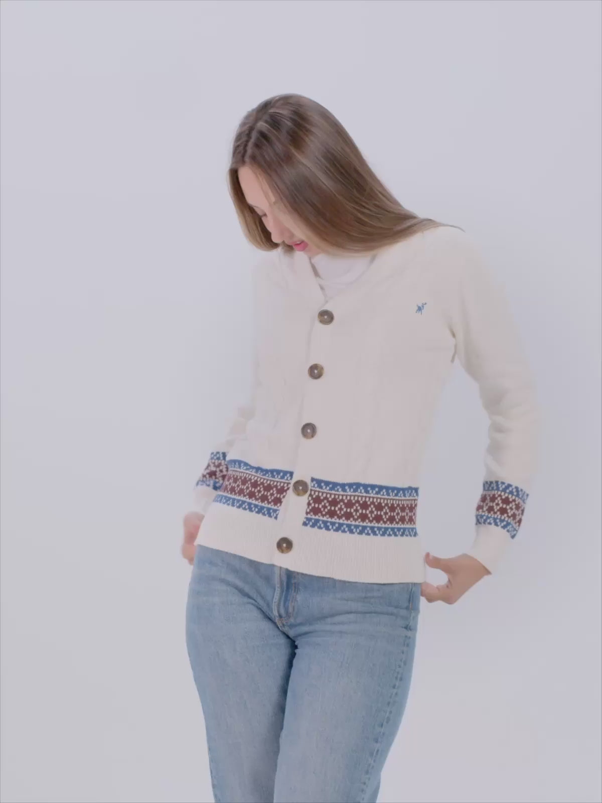 Sweter Damskie Męskie z Kardigan Bawełny Organicznej Renne
