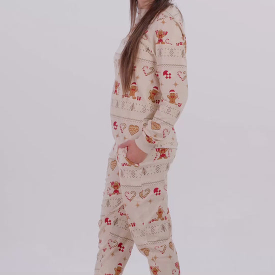 Beżowe Piżama Świąteczna Unisex z Gingercookies