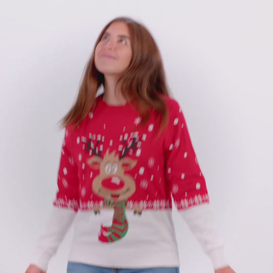 Sweter Świąteczny Męskie damskie z Bawełny Organicznej z Reniferem z Szalikiem