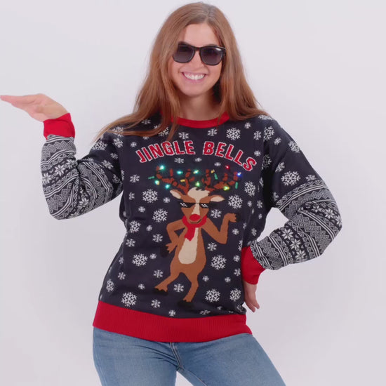 Sweter Świąteczny Damskie meskie z Lampkami LED Jingle Bells